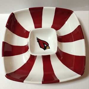 Arizona Cardinals T Cabells Too Serving Dip Platter Hand Painted Ceramic Tray